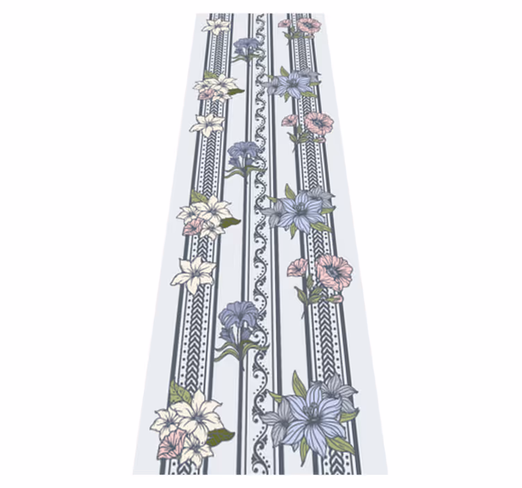 Vinyl tapijt antiek bloemig vintage streepdesign - TenStickers