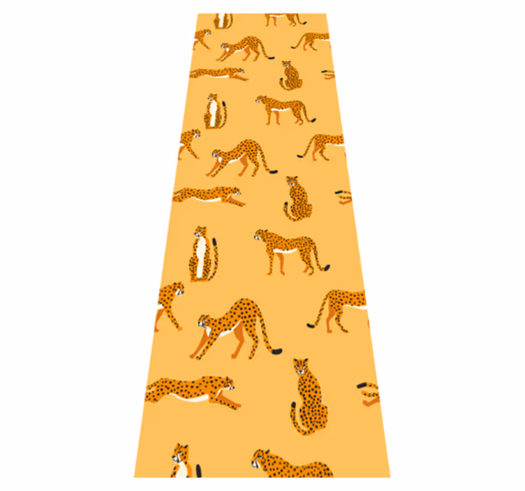 Dieren vinyl tapijt met grafisch patroon van gele luipaarden - TenStickers