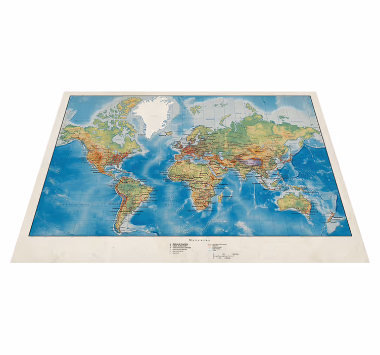 Vinyl tapijt wereldkaart mercator - TenStickers