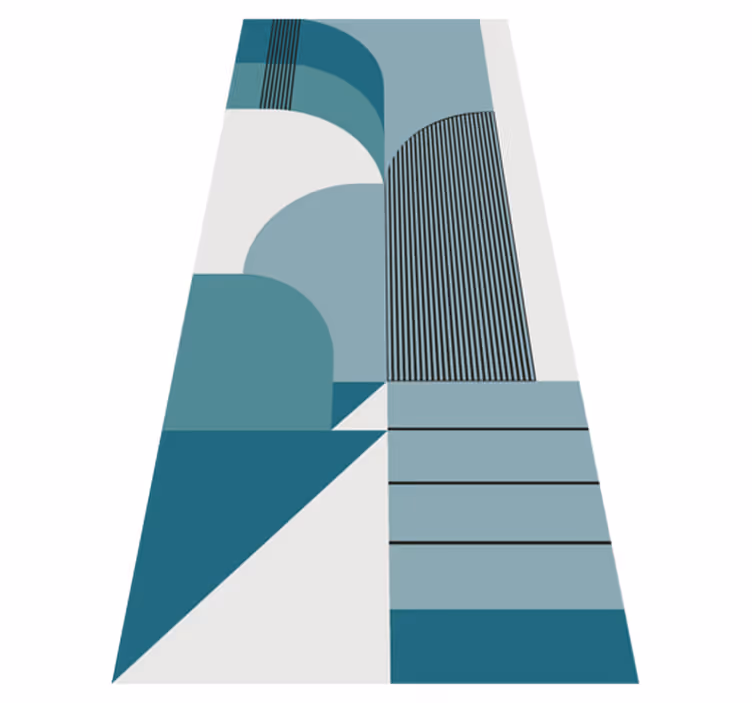 Vinyl tapijt modern blauw geometrisch stedelijk ontwerp - TenStickers