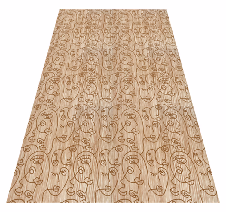 Vinyl tapijt met textuur abstract beige getekende vrouwen - TenStickers