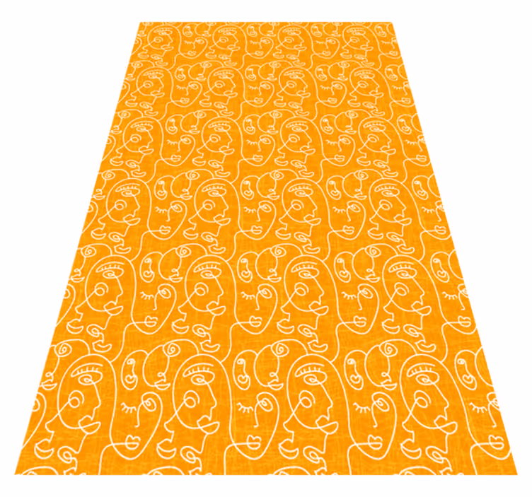 Vinyl tapijt met textuur abstract oranje getekende vrouwen - TenStickers