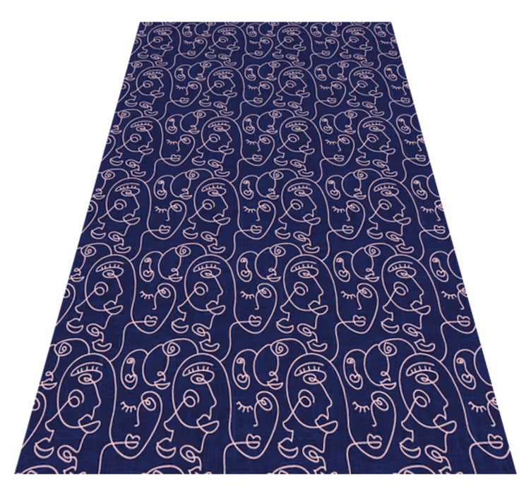 Vinyl tapijt met textuur abstract blauwe getekende vrouwen - TenStickers