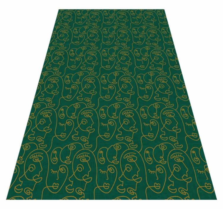 Vinyl tapijt met textuur abstract groene vrouwen tekeningen - TenStickers