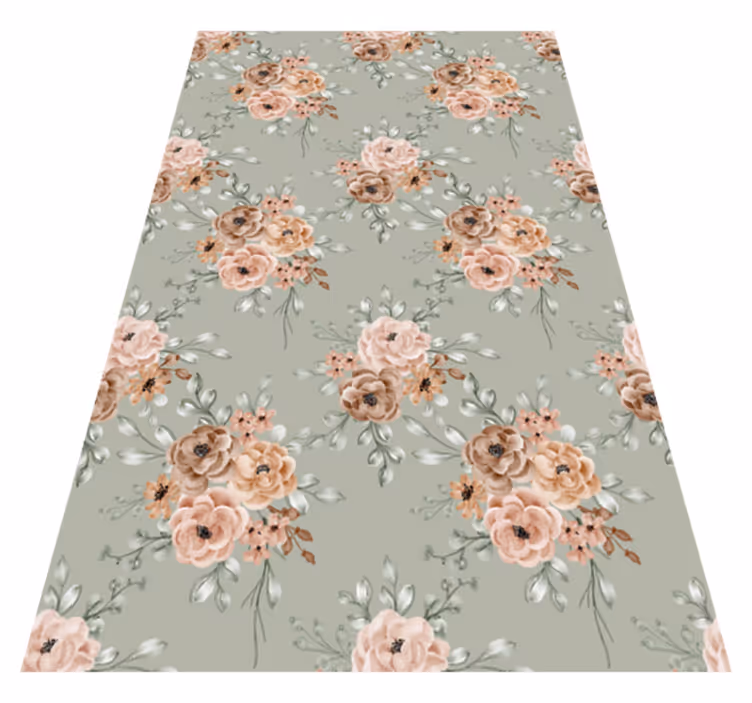 Vinyl tapijt antiek vintage rozen op mintgroene achtergrond - TenStickers