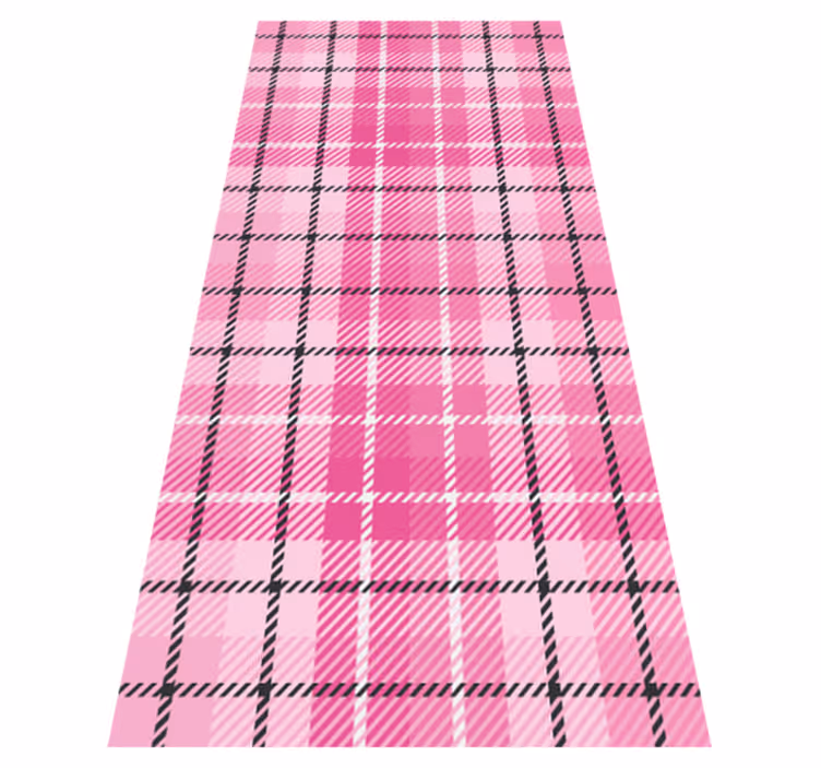 Vinyl tapijt antiek roze en zwarte tartan - TenStickers
