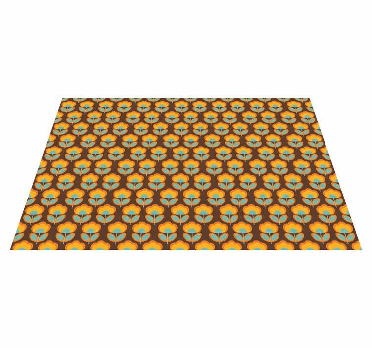 Vinyl tapijt antiek 70s bloemen met bladeren - TenStickers