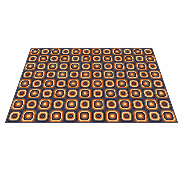 Vinyl tapijt antiek 70s cirkel vierkanten - TenStickers