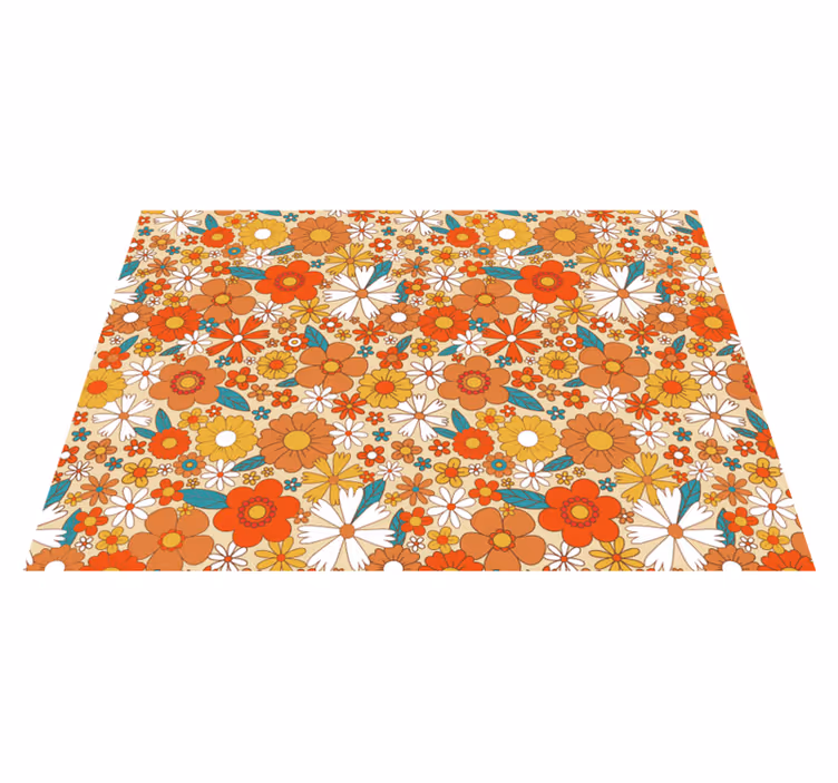 Vinyl tapijt antiek met multikleurige 70's bloemen - TenStickers
