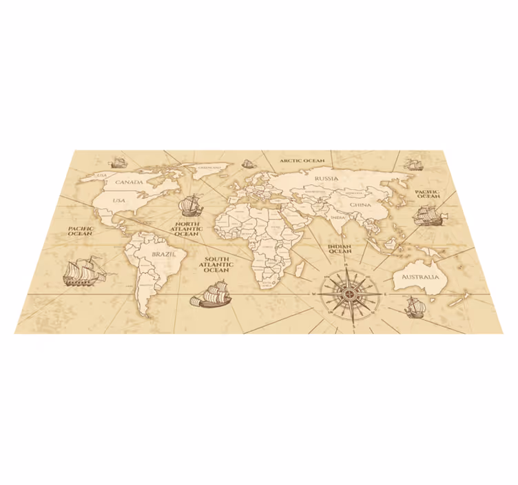 Vinyl tapijt wereldkaart retro wereldkaart sepia - TenStickers