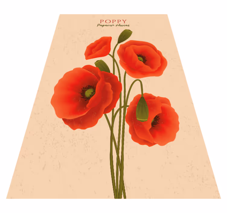 Vinyl tapijt bloemen en planten klaprozen - TenStickers