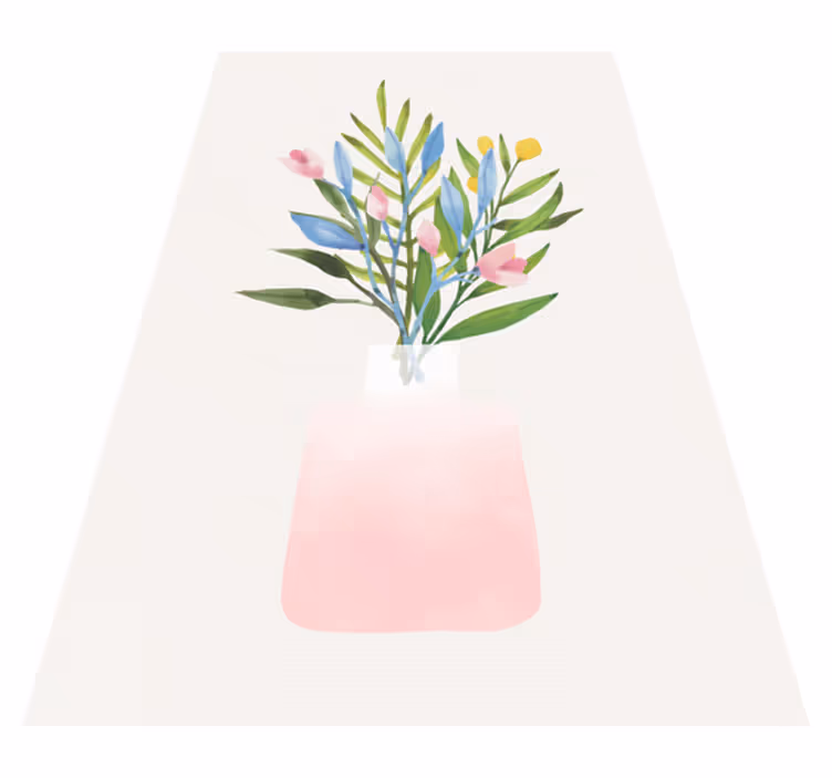 Vinyl tapijt bloemen en planten bloemen in een pot - TenStickers