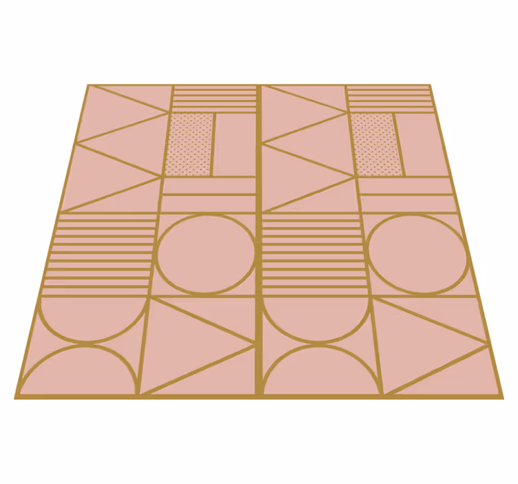 Vinyl tapijt met textuur in goud en roze blokken - TenStickers