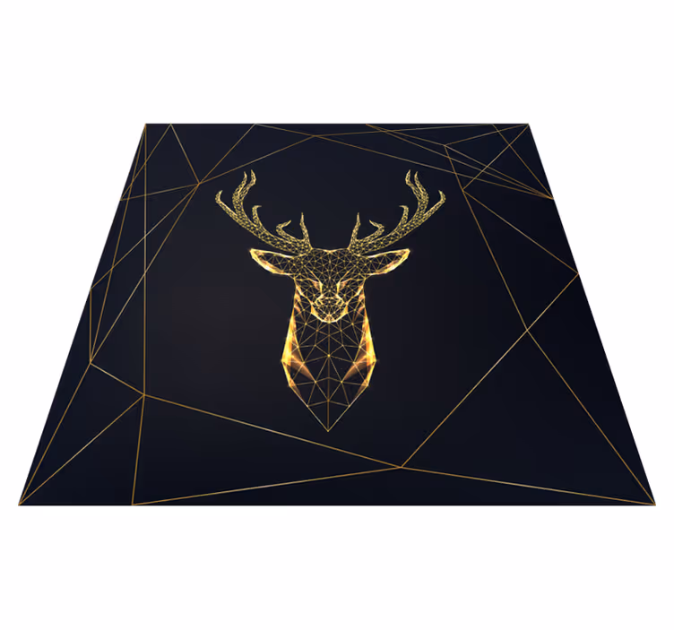 Vinyl tapijt geometrisch met gouden hert - TenStickers