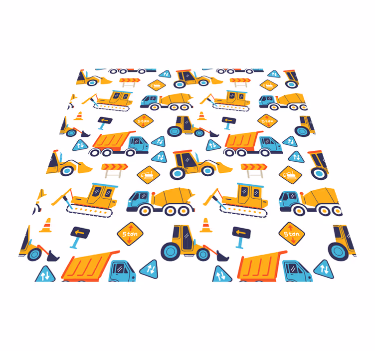 Vinyl tapijt kind bouwplaats cartoon - TenStickers