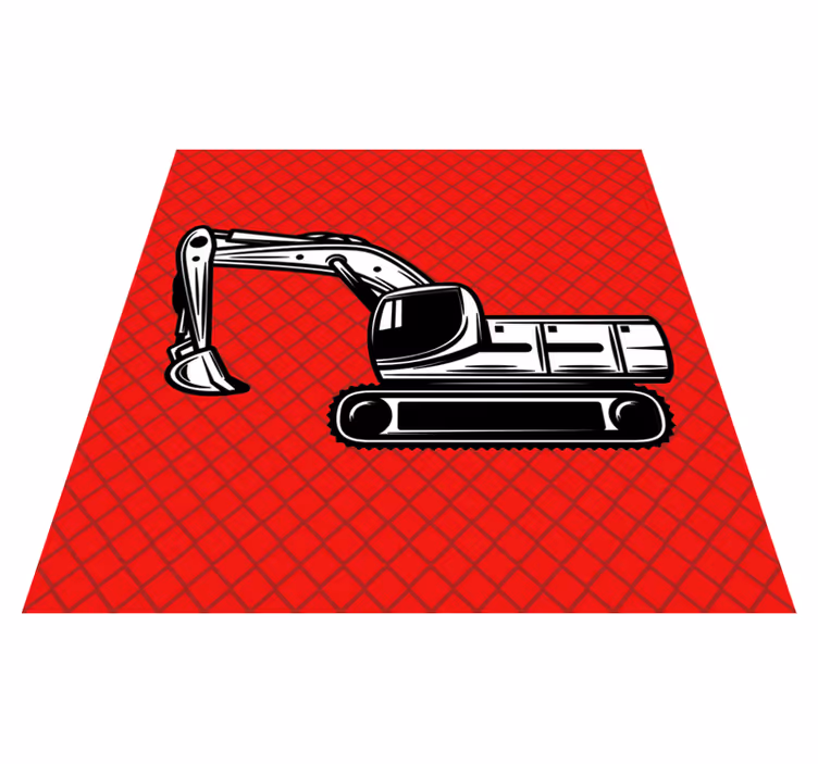 Vinyl tapijt kind monokleur grote graafmachine - TenStickers