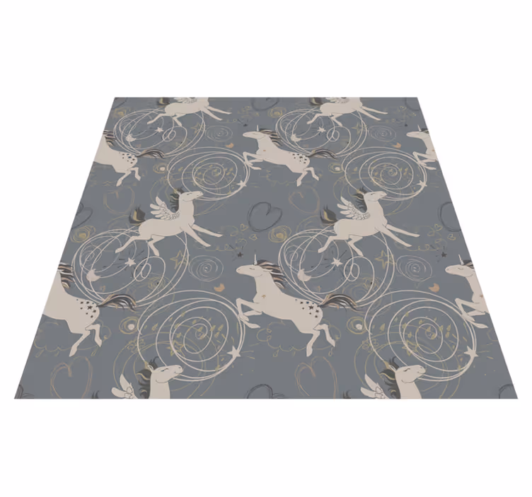 Vinyl tapijt kind pegasus eenhoorns op donkere achtergrond - TenStickers