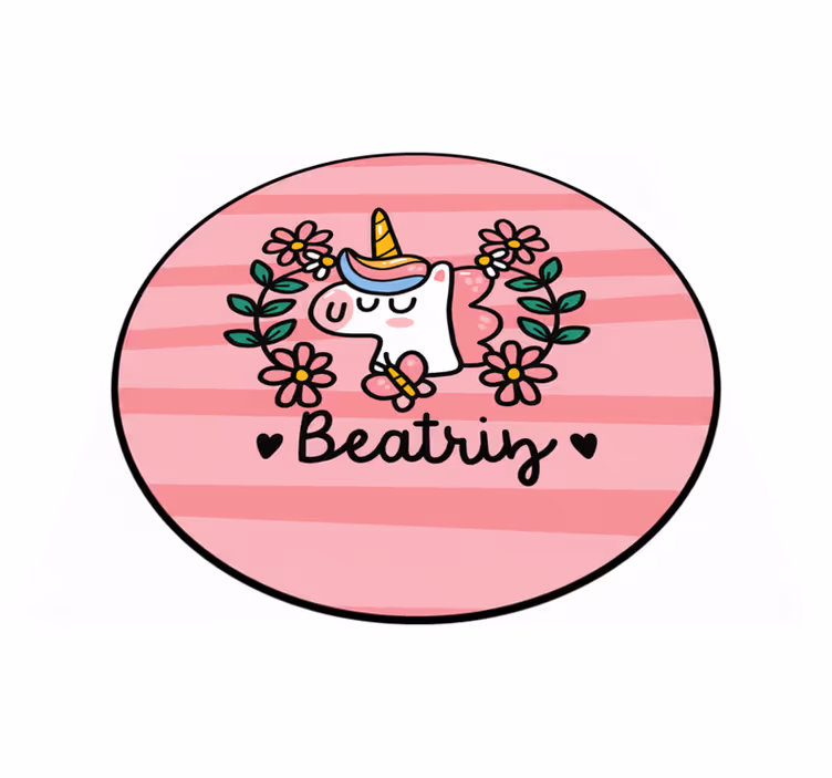 Vinyl tapijt kind schattige bloemen eenhoorn - TenStickers