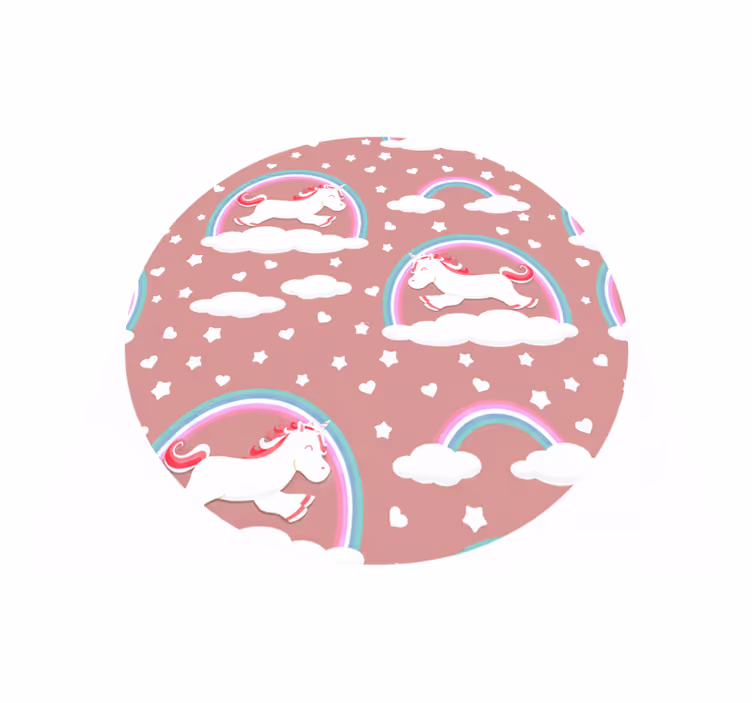 Vinyl tapijt kind met schattige eenhoorns en regenbogen - TenStickers