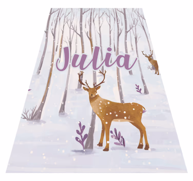 Vinyl tapijt kind scandinavisch winterbos met dieren - TenStickers