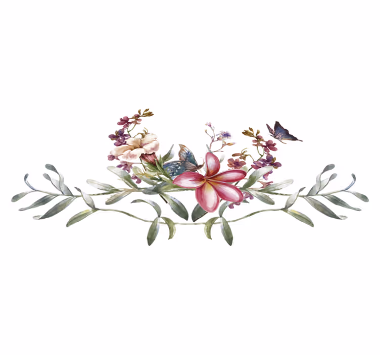 Vinyl tapijt ontvangst hal aquarel vlinders en bloemen - TenStickers