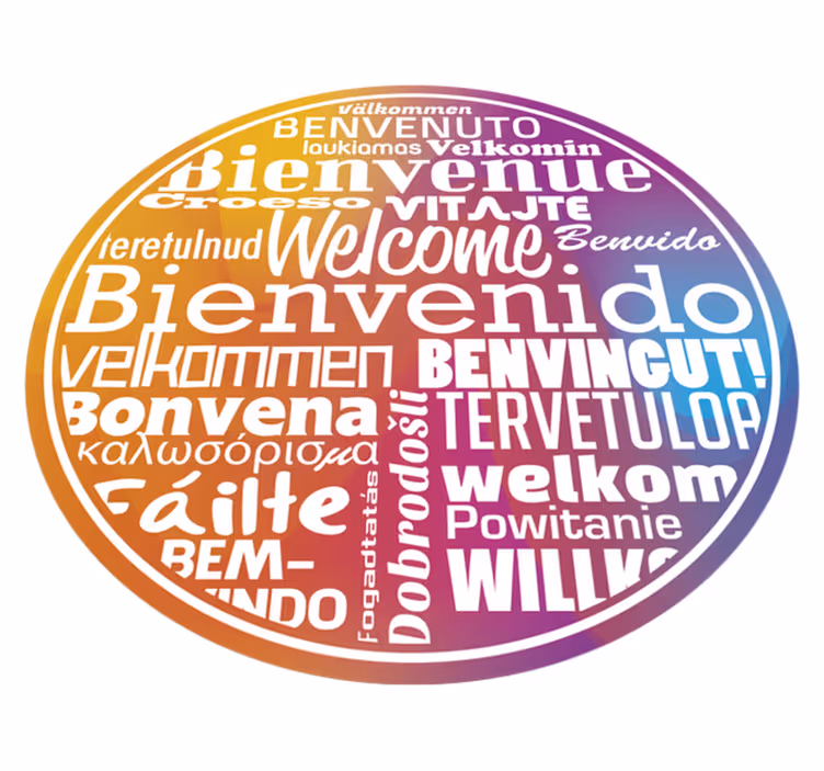 Vinyl tapijt ontvangst hal welkom in meerdere talen - TenStickers