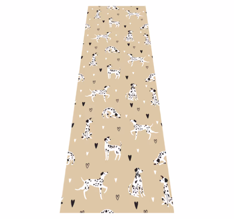 Vinyl tapijt woonkamer beige getekende hondenpatroon - TenStickers