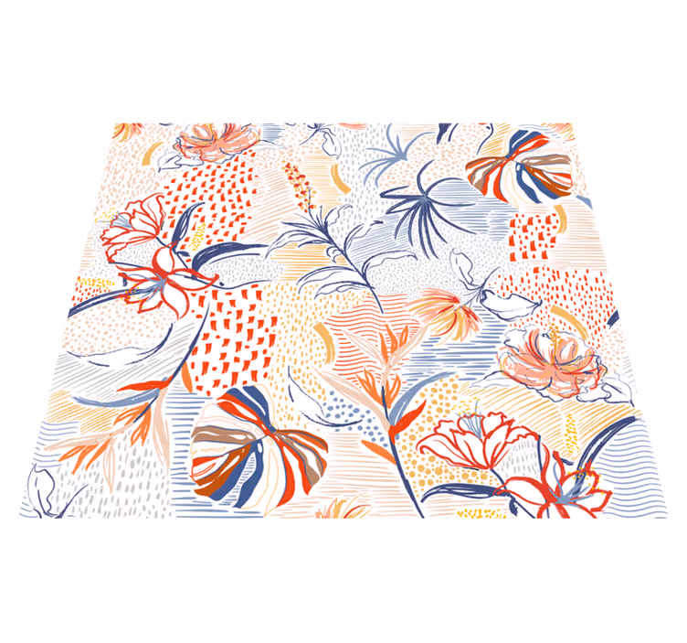 Vinyl tapijt woonkamer met ornamenten en bloemenpatroon - TenStickers
