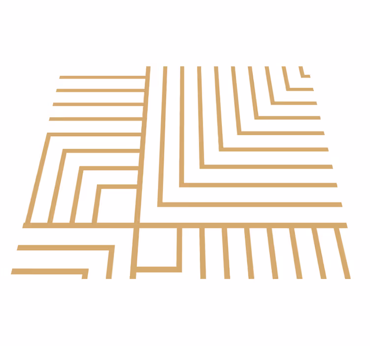 Vinyl tapijt woonkamer wit en gouden geometrie - TenStickers