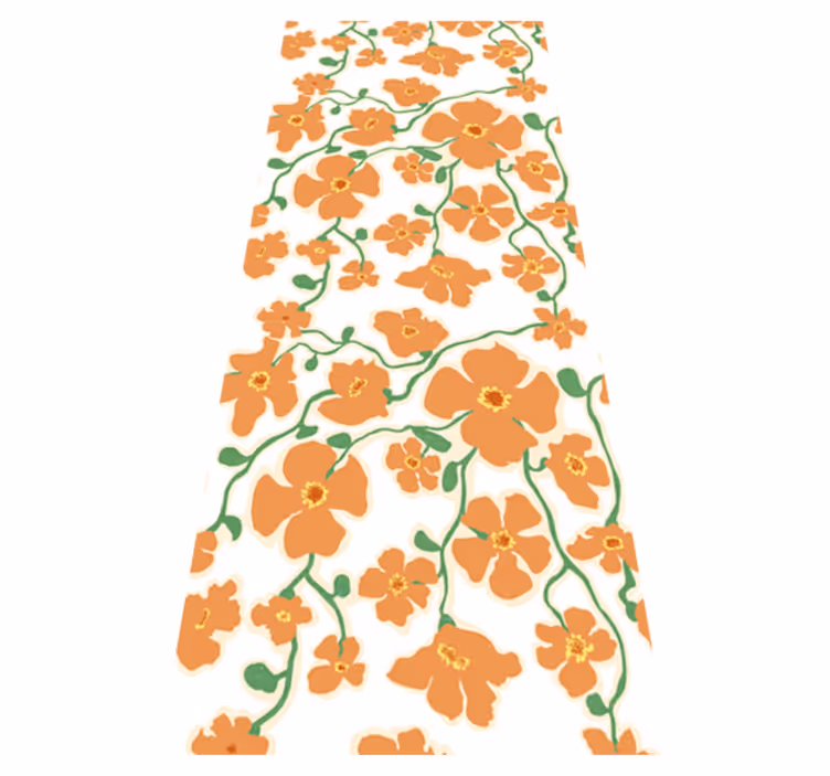 Vinyl tapijt woonkamer groene oranje madeliefjes bloemen - TenStickers