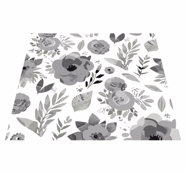 Vinyl tapijt grijs aquarella bloemen - TenStickers