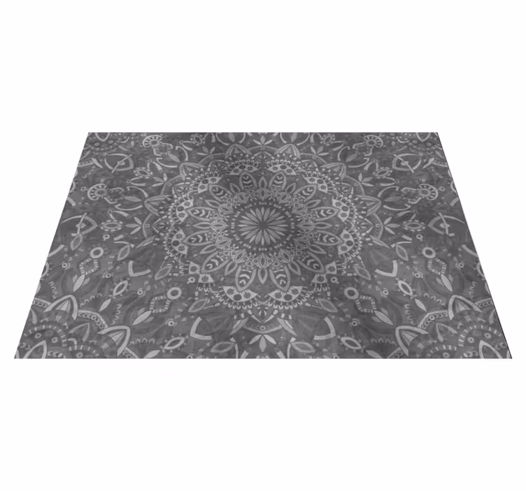 Vinyl tapijt grijs ingewikkeld mandala patroon - TenStickers
