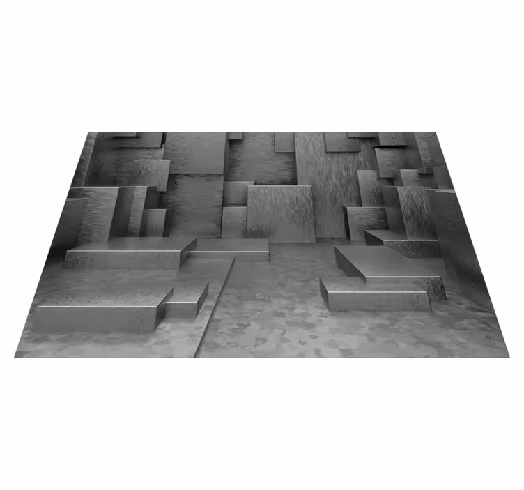 Vinyl tapijt grijs geometrische abstracte blokken - TenStickers