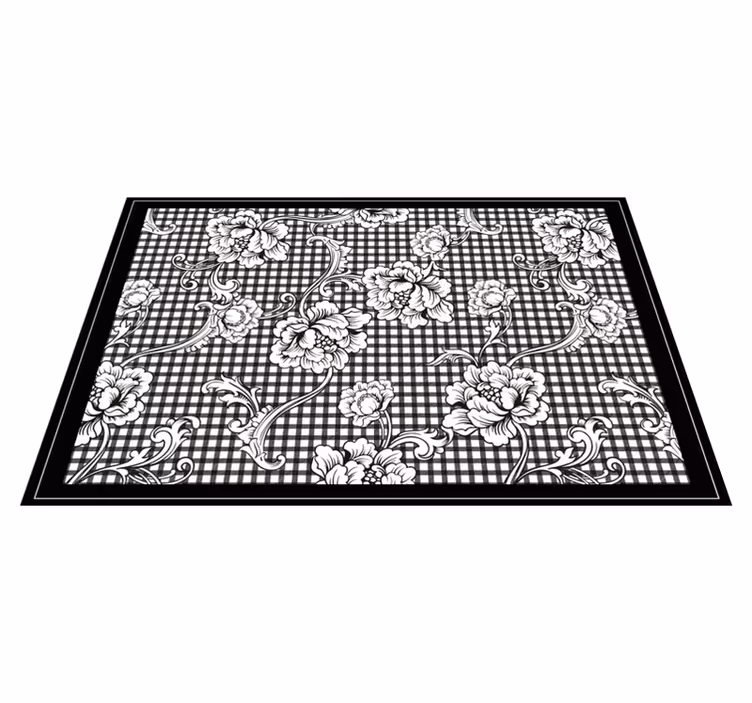 Vinyl tapijt grijs zwart-wit vintage ruitpatroon - TenStickers