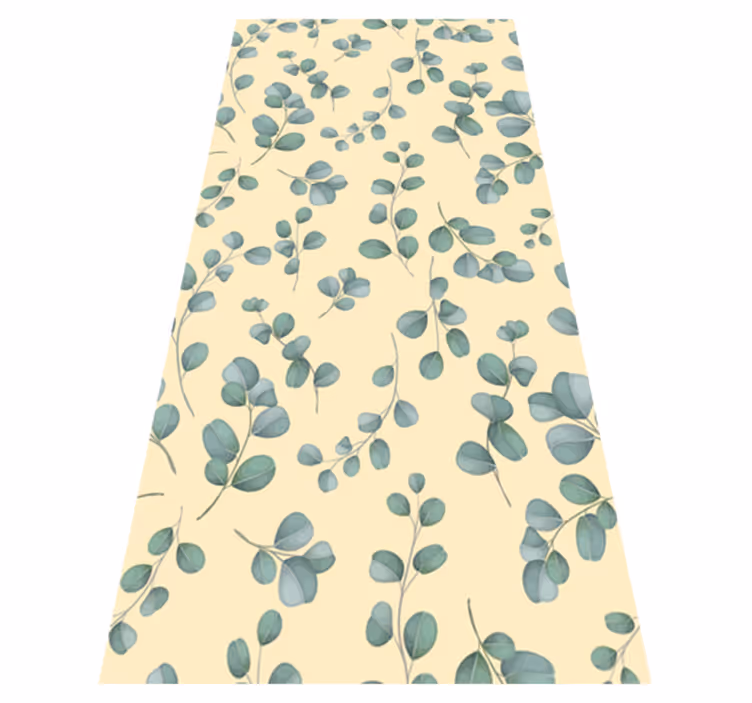 Vinyl tapijt beige eucalyptusbladeren patroon - TenStickers