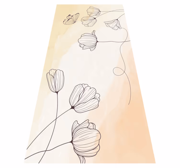 Vinyl tapijt beige met prachtige bloemen - TenStickers