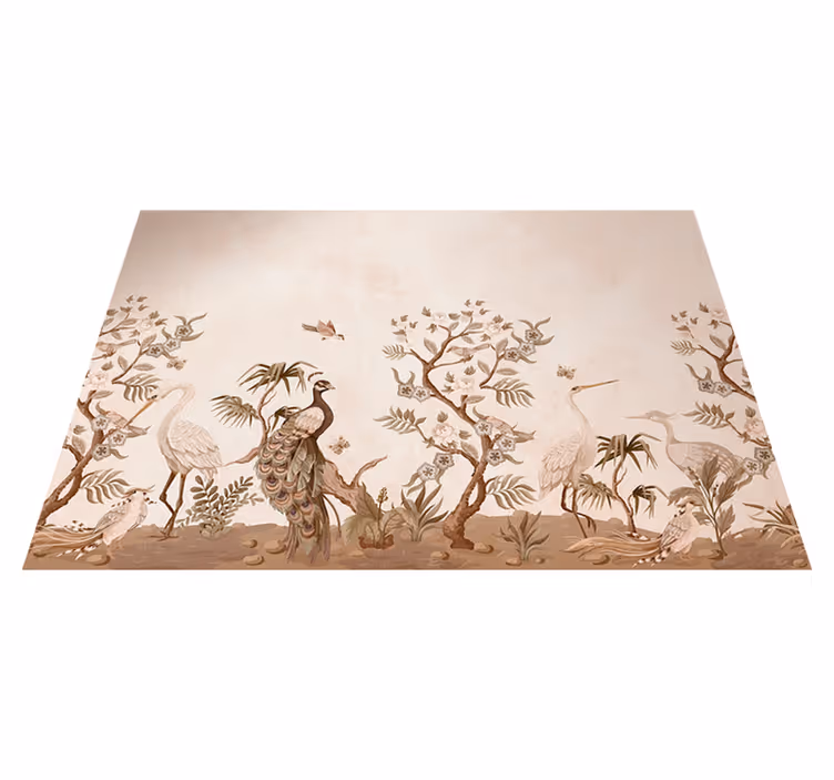 Vinyl tapijt beige vintage fauna - TenStickers