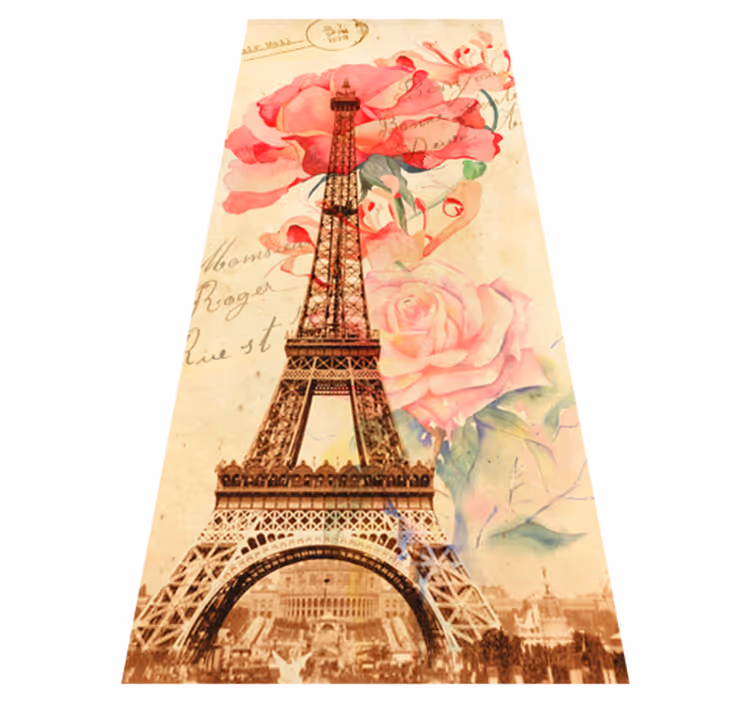 Vinyl tapijt beige retro stijl parijs - TenStickers