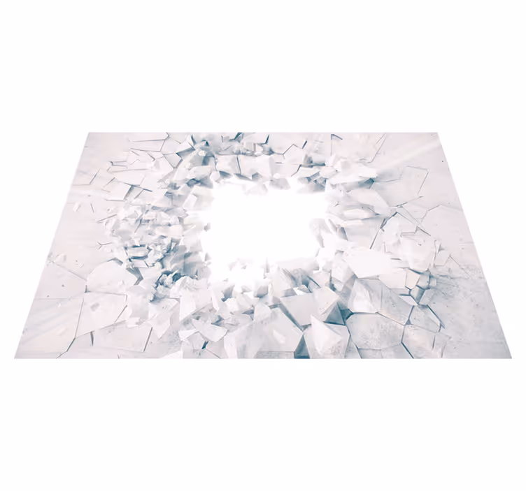 Vinyl tapijt wit exploderende geometrische vormen - TenStickers