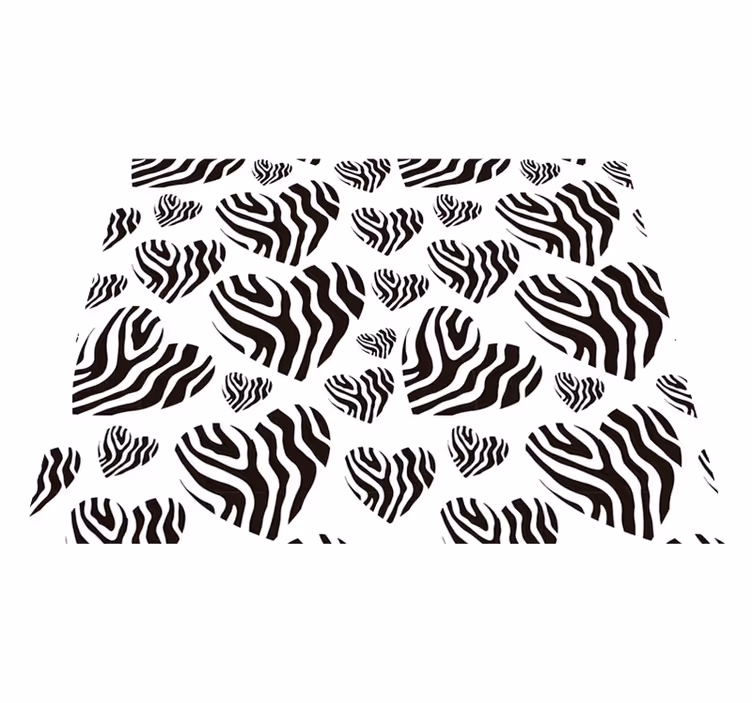 Vinyl tapijt wit met zebra dierenprint hart - TenStickers