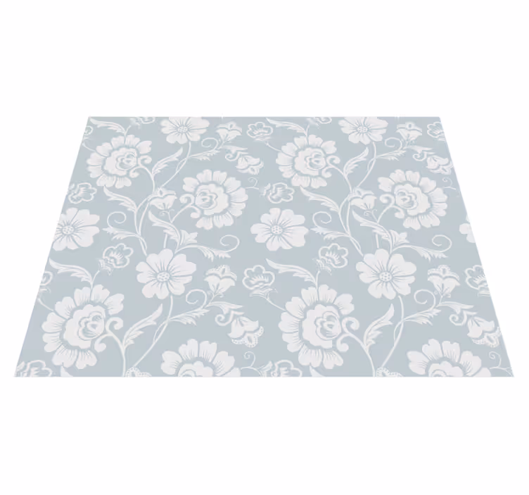 Vinyl tapijt wit granny chic bloemenprint - TenStickers