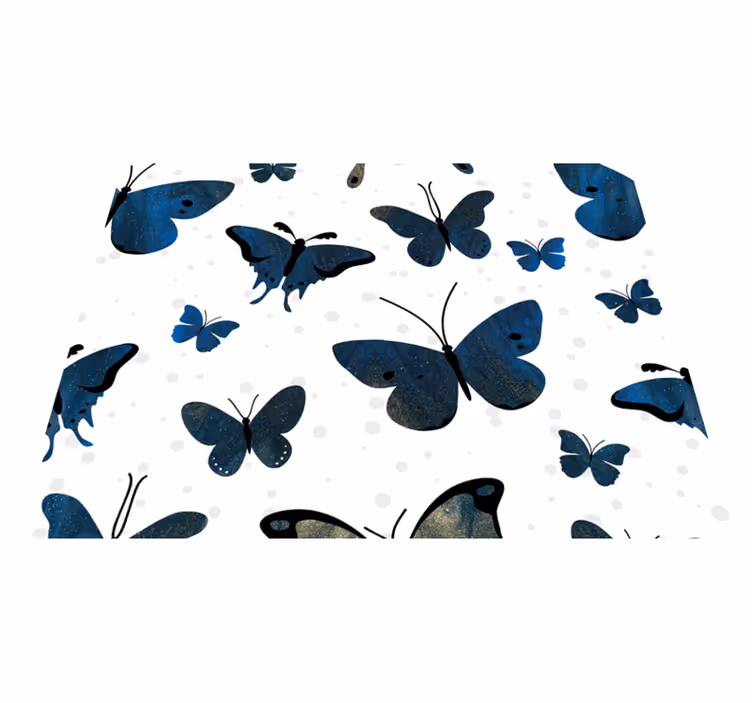 Vinyl tapijt wit blauwe glitter vlinder vleugel - TenStickers