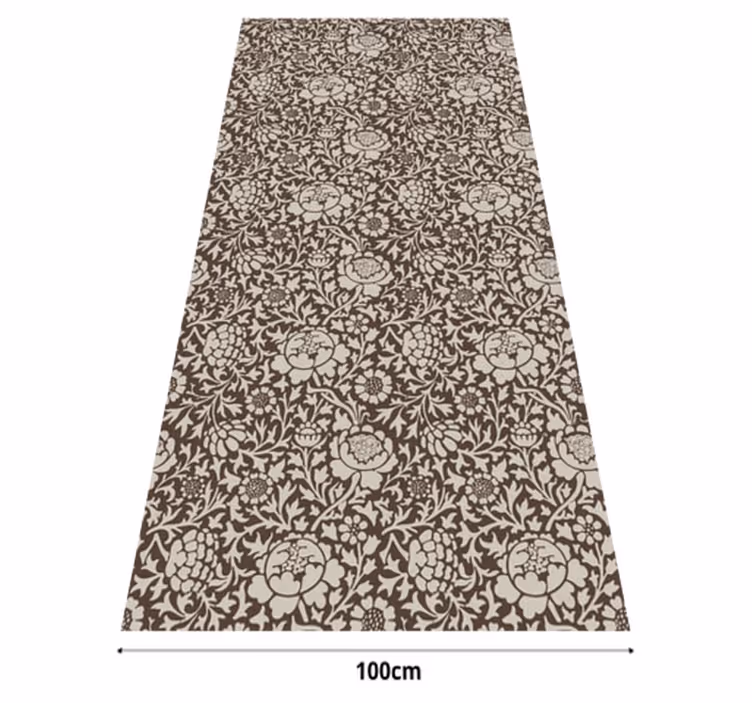 Vinyl tapijt bruin met vintage bloemenprint - TenStickers