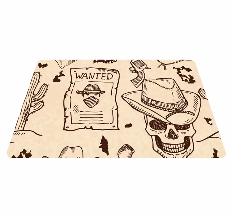 Vinyl tapijt bruin western iconen laptop - TenStickers