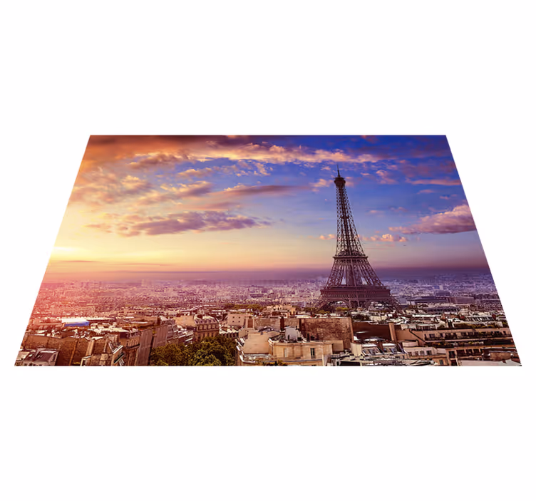 Vinyl tapijt paars paris uitzicht - TenStickers