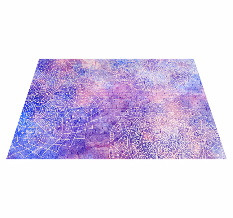 Vinyl tapijt paars met mandala patroon op baksteen muur - TenStickers