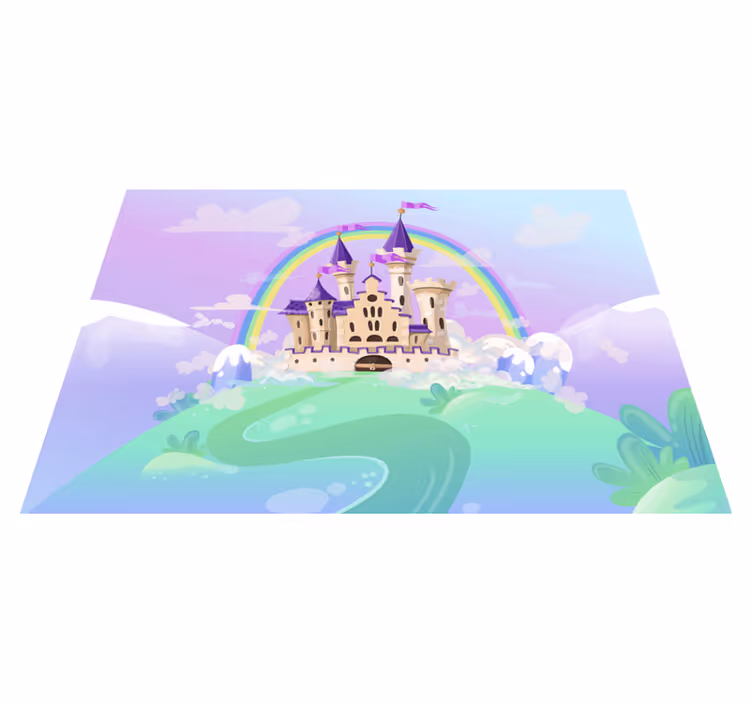 Vinyl tapijt paars prinsessen kasteel muurschildering - TenStickers