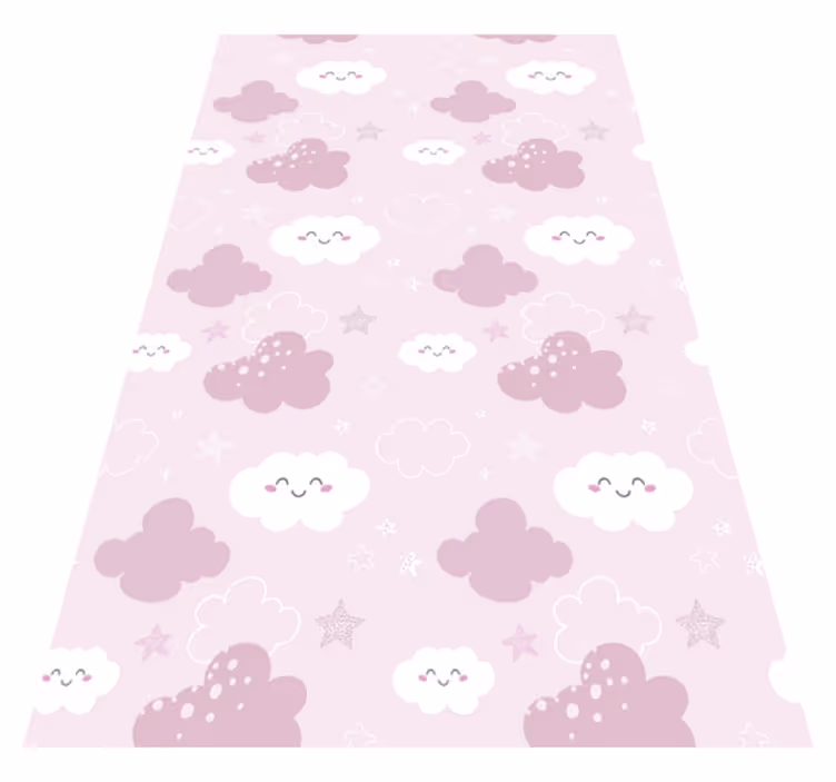 Vinyl tapijt paars roze achtergrond met witte blije - TenStickers