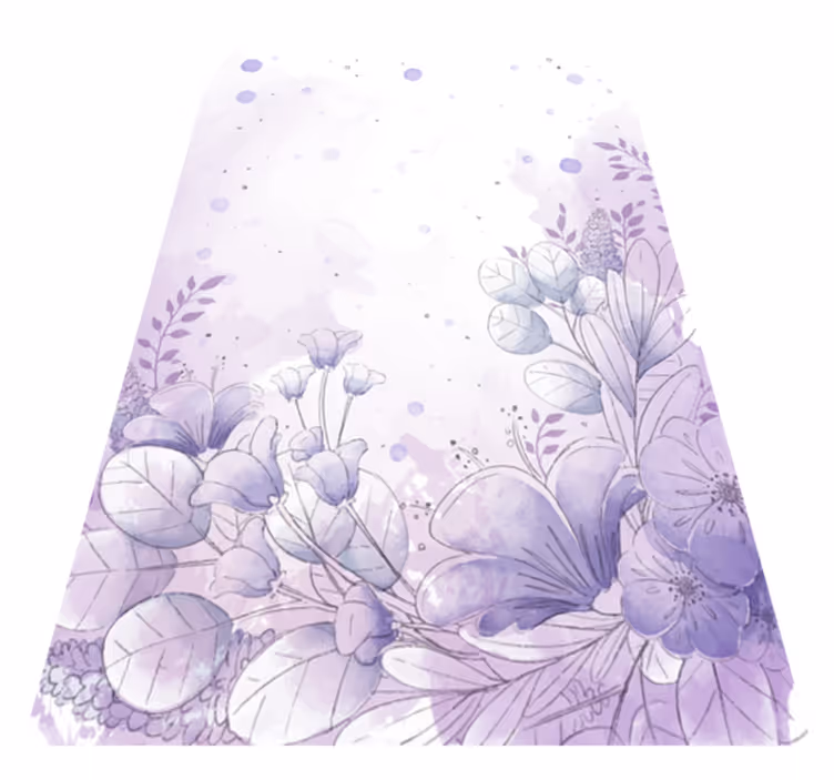 Vinyl tapijt paars met paarse en blauwe bloemen - TenStickers