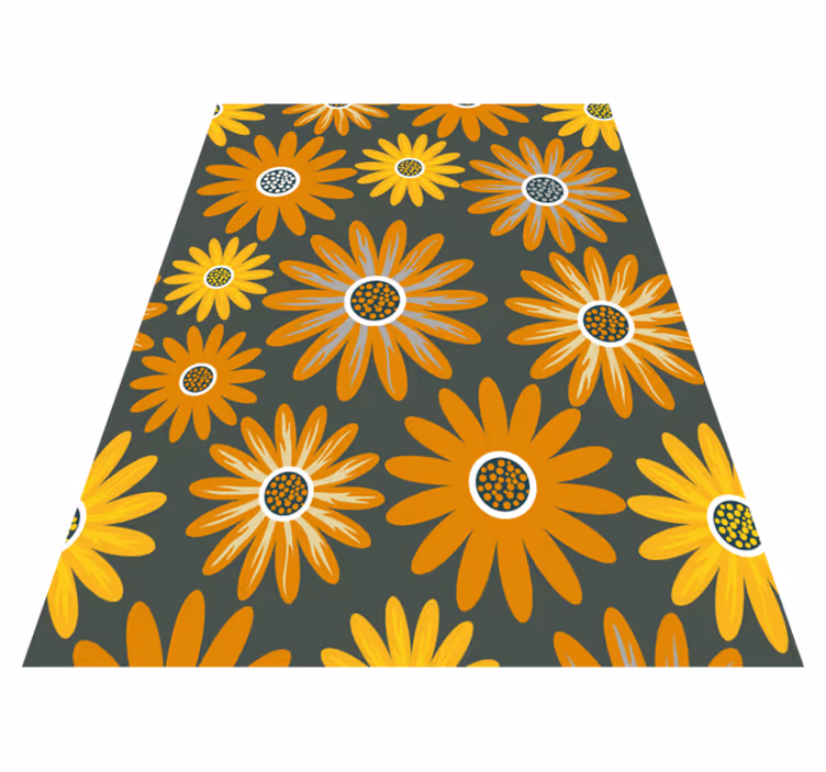 Vinyl tapijt oranje met madeliefjes bloemen - TenStickers